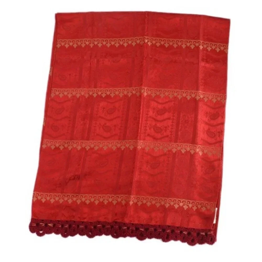 Christian Dior Scarf Red Gold France Vintage 25440